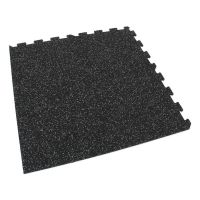 Černo-šedá gumová modulová puzzle dlažba (roh) FLOMA FitFlo SF1050 - délka 95,6 cm, šířka 95,6 cm a výška 1,6 cm