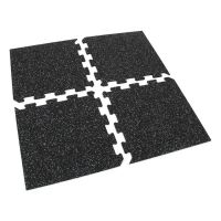 Černo-šedá gumová modulová puzzle dlažba (roh) FLOMA FitFlo SF1050 - délka 95,6 cm, šířka 95,6 cm a výška 1,6 cm