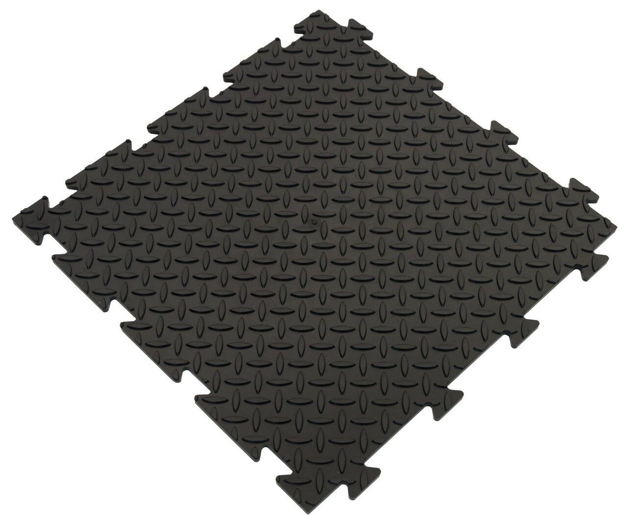 Černá plastová PVC zátěžová puzzle protiskluzová dlažba Tenax (diamant) - délka 47,5 cm, šířka 47,5 cm, výška 0,8 cm