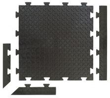 Černá PVC vinylová zátěžová puzzle protiskluzová dlažba Tenax (diamant) - délka 47,5 cm, šířka 47,5 cm, výška 0,8 cm