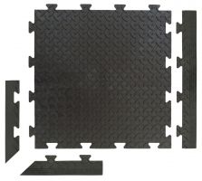 Černá plastová PVC zátěžová puzzle protiskluzová dlažba Tenax (diamant) - délka 47,5 cm, šířka 47,5 cm, výška 0,8 cm