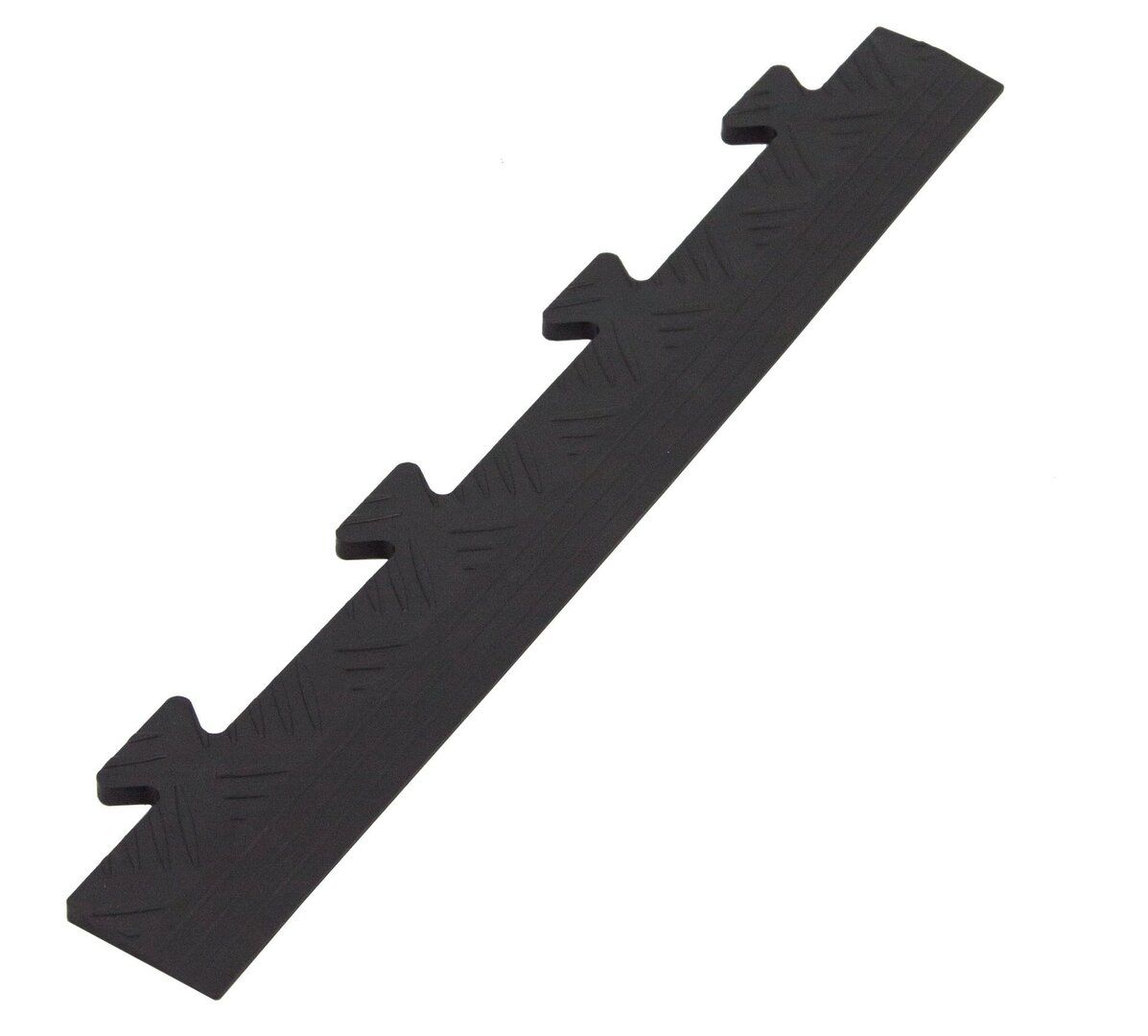 Černý plastový PVC nájezd "samec" pro dlažby Tenax (checker) - délka 48 cm, šířka 7 cm, výška 0,8 cm