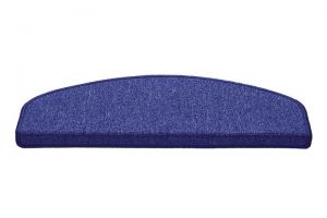 Modrý kobercový půlkruhový nášlap na schody Paris - délka 25 cm, šířka 65 cm