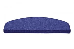 Modrý kobercový půlkruhový nášlap na schody Paris - délka 25 cm, šířka 65 cm