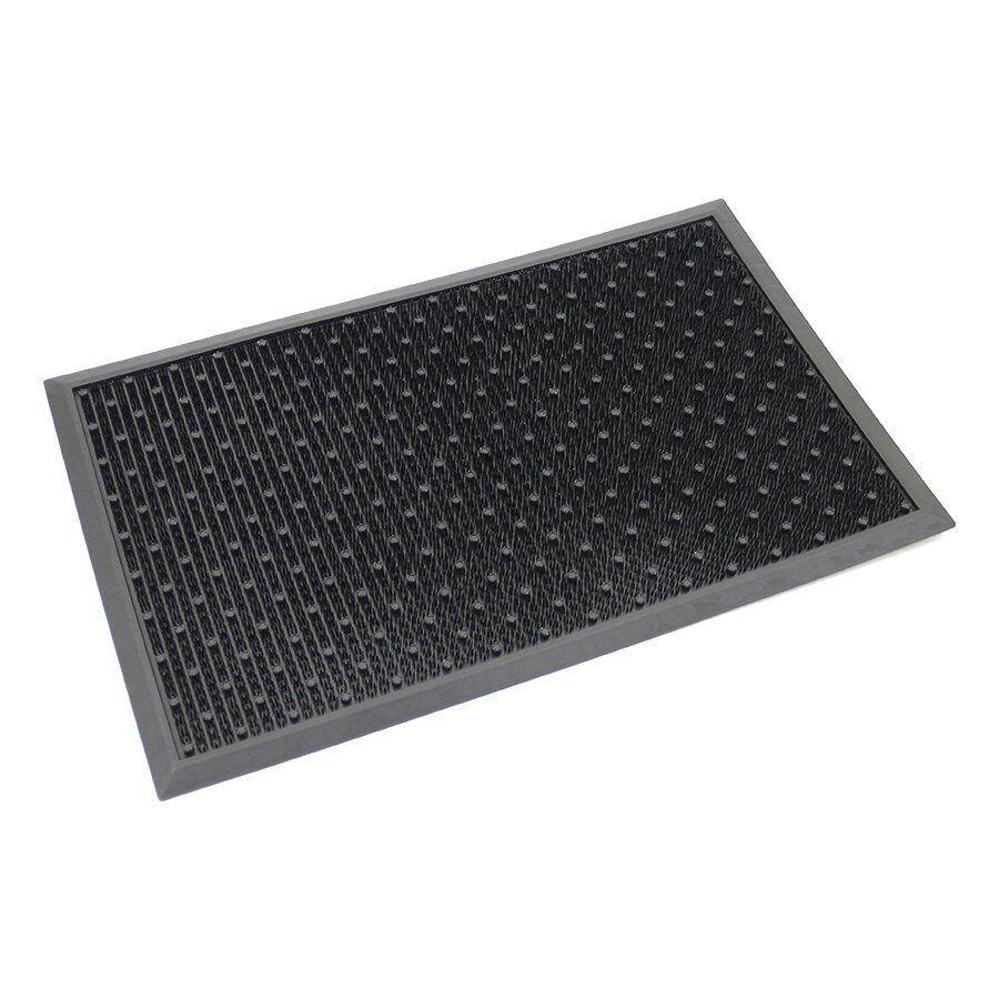 Černá čisticí venkovní vstupní rohož FLOMA Dots - délka 37 cm, šířka 60 cm, výška 1,8 cm