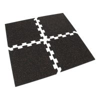 Černo-červená gumová podlahová deska (puzzle - roh) FLOMA IceFlo SF1100 - délka 100 cm, šířka 100 cm, výška 0,8 cm