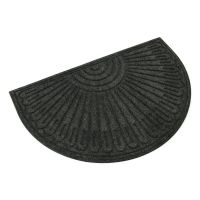 Šedá textilní gumová čistící půlkruhová vstupní rohož FLOMA Contours - 60 x 90 x 1,1 cm