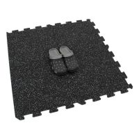 Černo-šedá gumová modulová puzzle dlažba (okraj) FLOMA IceFlo SF1100 - délka 100 cm, šířka 100 cm, výška 0,8 cm