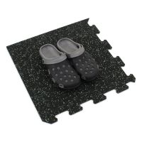 Černo-zelená gumová podlahová deska (puzzle - roh) FLOMA IceFlo SF1100 - délka 100 cm, šířka 100 cm, výška 0,8 cm