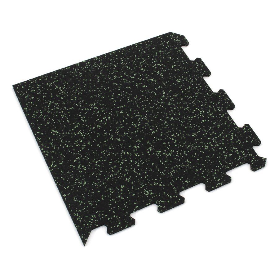 Černo-zelená gumová modulová puzzle dlažba (roh) FLOMA IceFlo SF1100 - délka 95,6 cm, šířka 95,6 cm a výška 0,8 cm