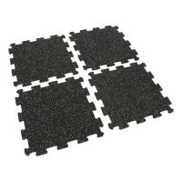 Černo-zelená gumová modulová puzzle dlažba (střed) FLOMA IceFlo SF1100 - délka 95,6 cm, šířka 95,6 cm a výška 0,8 cm