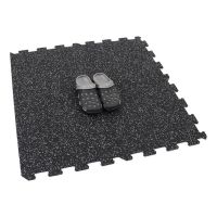 Černo-bílá gumová modulová puzzle dlažba (okraj) FLOMA IceFlo SF1100 - délka 95,6 cm, šířka 95,6 cm a výška 0,8 cm