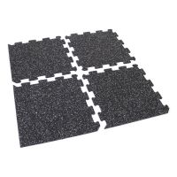 Černo-bílá gumová modulová puzzle dlažba (roh) FLOMA IceFlo SF1100 - délka 100 cm, šířka 100 cm, výška 0,8 cm