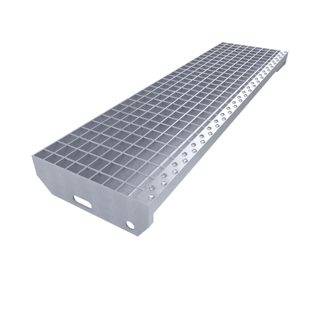 Kovový pozinkovaný protiskluzový schodišťový stupeň (30/3, 34/38) FLOMA SteelStep - šířka 100 cm, hloubka 27 cm, výška 3 cm
