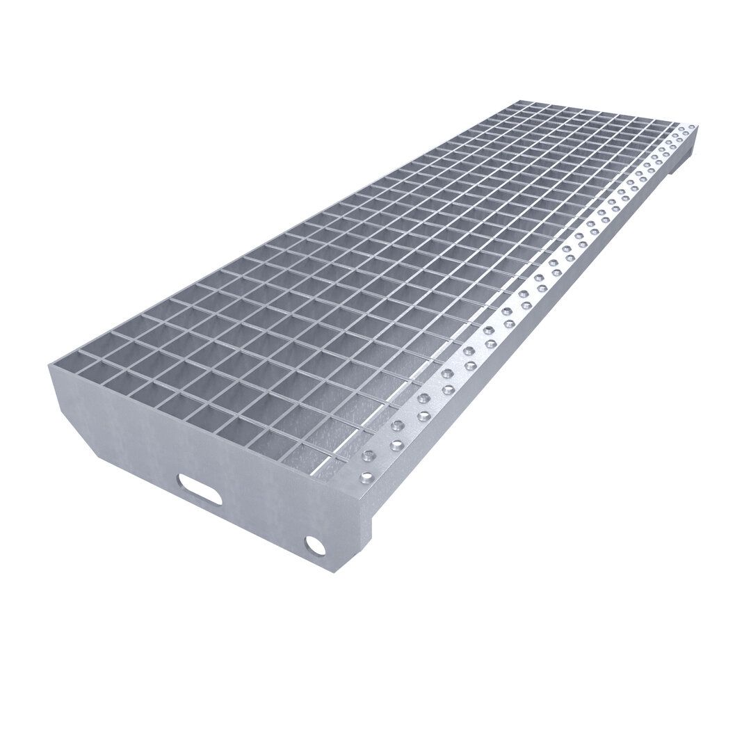 Kovový pozinkovaný protiskluzový schodišťový stupeň (30/3, 34/38) FLOMA SteelStep - šířka 100 cm, hloubka 30,5 cm, výška 3 cm