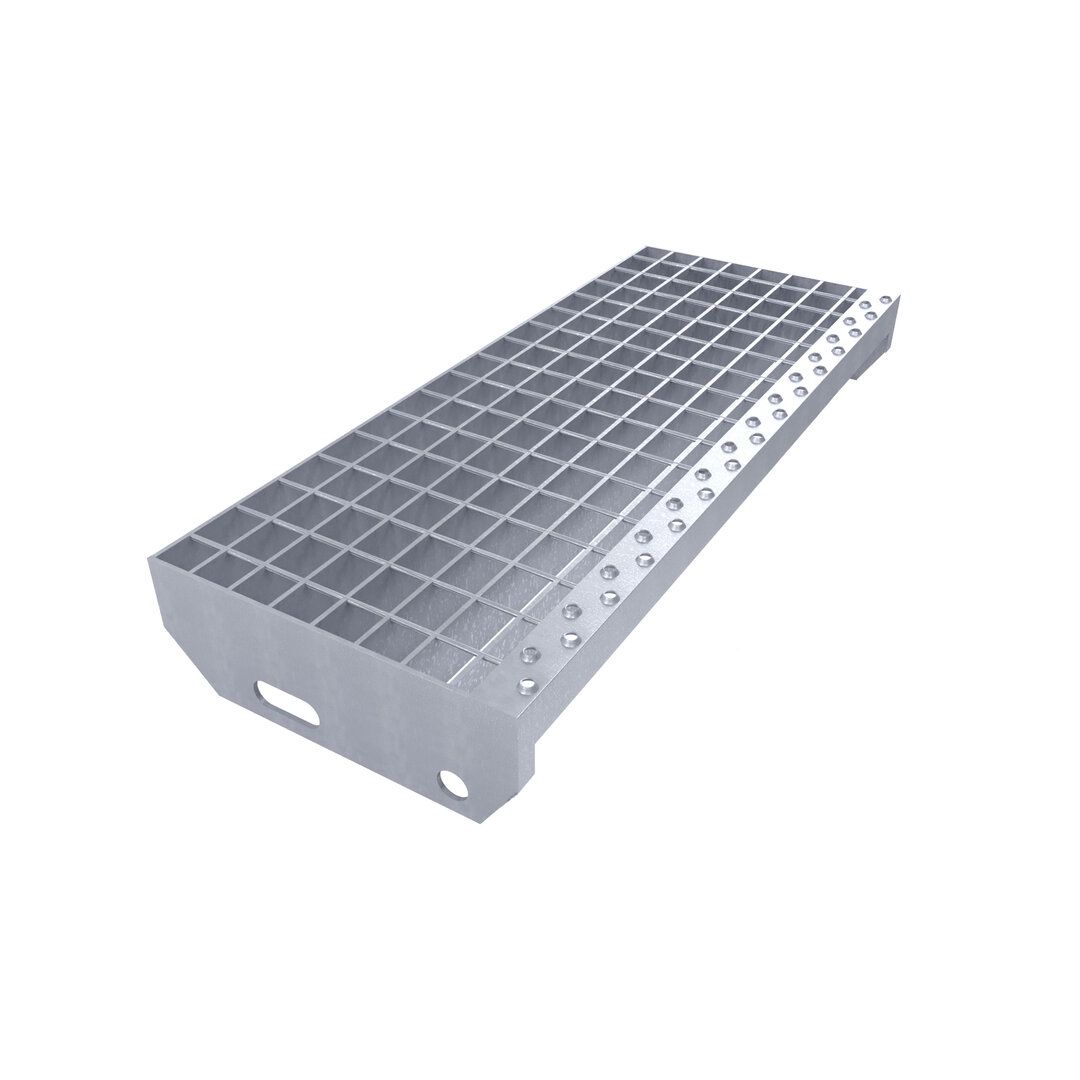 Kovový pozinkovaný protiskluzový schodišťový stupeň (30/3, 34/38) FLOMA SteelStep - šířka 60 cm, hloubka 24 cm, výška 3 cm