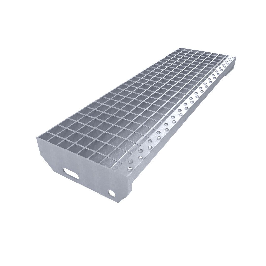 Kovový pozinkovaný protiskluzový schodišťový stupeň (30/3, 34/38) FLOMA SteelStep - šířka 80 cm, hloubka 24 cm, výška 3 cm
