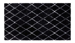Černá vnitřní čistící pratelná vstupní rohož FLOMA Lima Rectangle - Rhombus - 67 x 120 x 0,7 cm