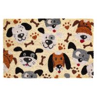Kokosová vnitřní čistící vstupní rohož FLOMA Ruco Happy Dogs - 40 x 60 x 1,5 cm