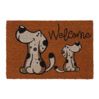 Kokosová vnitřní čistící vstupní rohož FLOMA Ruco Welcome Happy Dogs - 40 x 60 x 1,5 cm