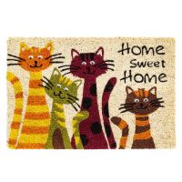 Kokosová vnitřní čistící vstupní rohož FLOMA Ruco Cats Home Sweet Home - 40 x 60 x 1,5 cm