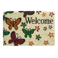 Kokosová vnitřní čistící vstupní rohož FLOMA Ruco Welcome Butterfly - 40 x 60 x 1,5 cm