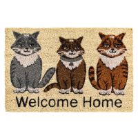 Kokosová vnitřní čistící vstupní rohož FLOMA Ruco Welcome home Cats - 40 x 60 x 1,5 cm