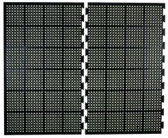 Černá gumová protiúnavová protiskluzová olejivzdorná rohož (okraj) - délka 150 cm, šířka 90 cm, výška 1,2 cm F