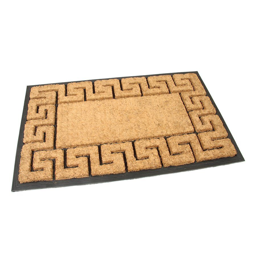 Kokosová čisticí venkovní vstupní rohož FLOMA Rectangle - Deco - délka 45 cm, šířka 75 cm, výška 2,3 cm