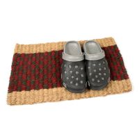 Kokosová venkovní čisticí vstupní rohož FLOMA Colored Stripe - délka 35 cm, šířka 60 cm, výška 2,5 cm