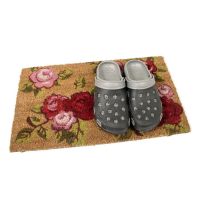 Kokosová venkovní čisticí vstupní rohož FLOMA Roses - délka 35 cm, šířka 60 cm, výška 1,7 cm