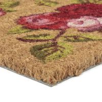Kokosová venkovní čisticí vstupní rohož FLOMA Roses - délka 35 cm, šířka 60 cm, výška 1,7 cm