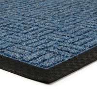 Modrá textilní čisticí venkovní vstupní půlkruhová rohož FLOMA Criss Cross - délka 45 cm, šířka 75 cm, výška 1 cm