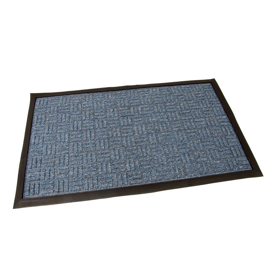 Modrá textilní venkovní čistící vstupní rohož FLOMA Criss Cross - délka 45 cm, šířka 75 cm, výška 1 cm