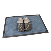 Modrá textilní venkovní čisticí vstupní rohož FLOMA Little Squares - délka 45 cm, šířka 75 cm, výška 1 cm