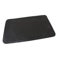 Zelená textilní venkovní vstupní rohož FLOMA Stripes - délka 45 cm, šířka 75 cm, výška 0,8 cm