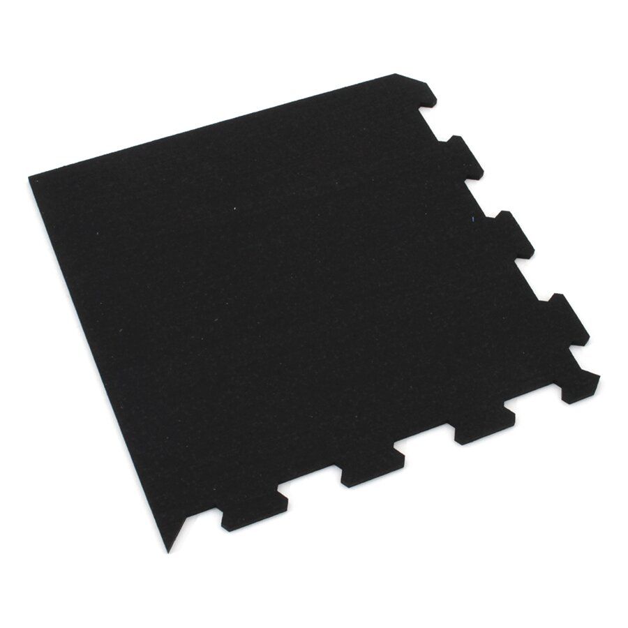 Černá gumová extrémně zátěžová modulová podlahová deska (puzzle - roh) FLOMA Sandwich - délka 100 cm, šířka 100 cm, výška 2,6 cm
