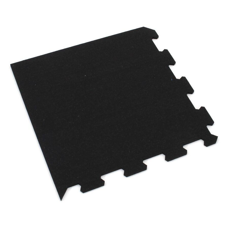 Černá gumová modulová puzzle dlažba (roh) FLOMA Sandwich - délka 100 cm, šířka 100 cm, výška 2,8 cm