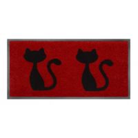 Červená vnitřní čistící pratelná vstupní rohož FLOMA Cats - 40 x 80 x 0,8 cm