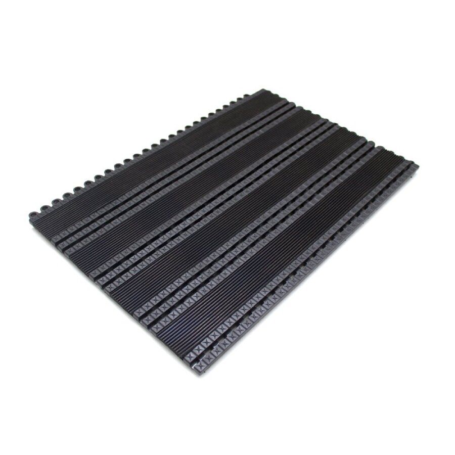 Černá textilní zátěžová děrovaná vstupní rohož Premier Ribbed (Cfl-S2) - délka 44 cm, šířka 29 cm a výška 1,4 cm