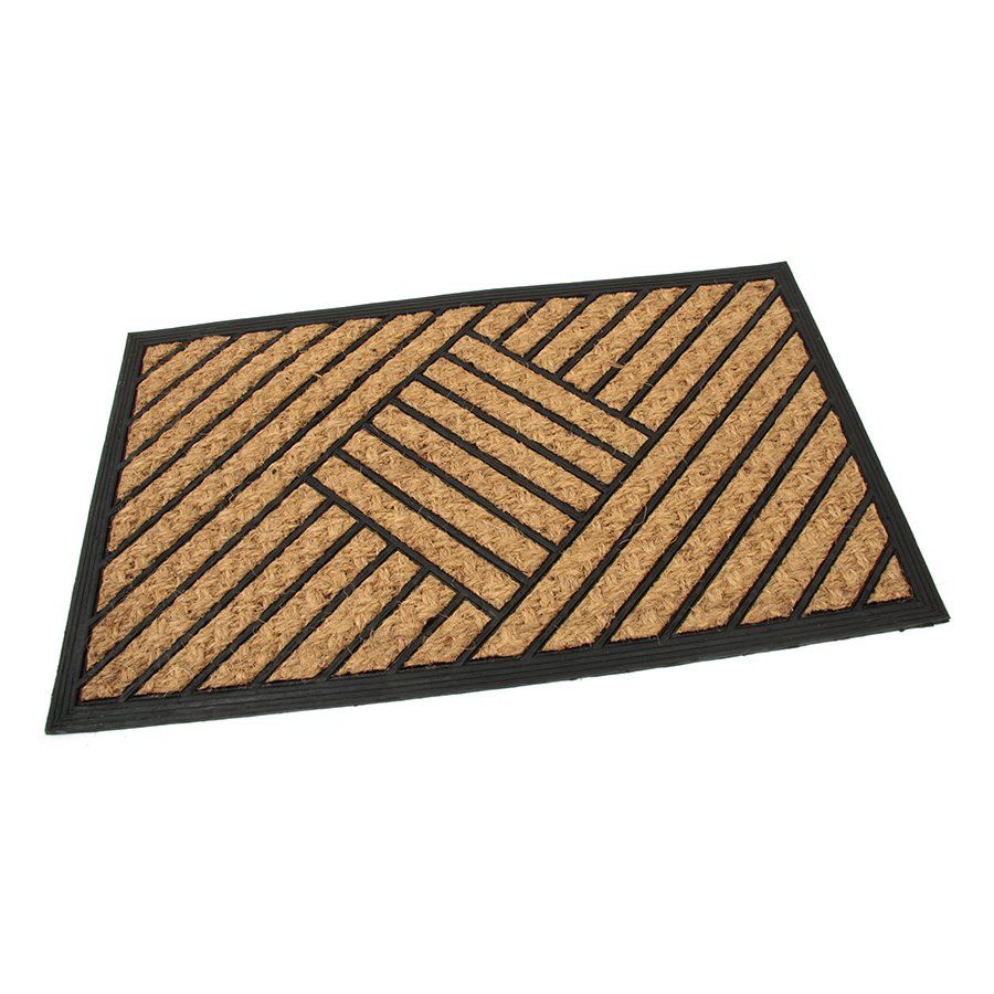 Kokosová čisticí venkovní vstupní rohož FLOMA Rectangle - Stripes - délka 40 cm, šířka 60 cm, výška 0,8 cm