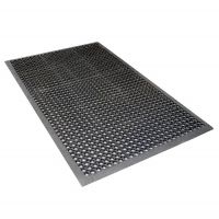 Černá gumová protiúnavová protiskluzová olejivzdorná rohož High-Duty Grit 100% nitril - délka 150 cm, šířka 90 cm, výška 1,3 cm F