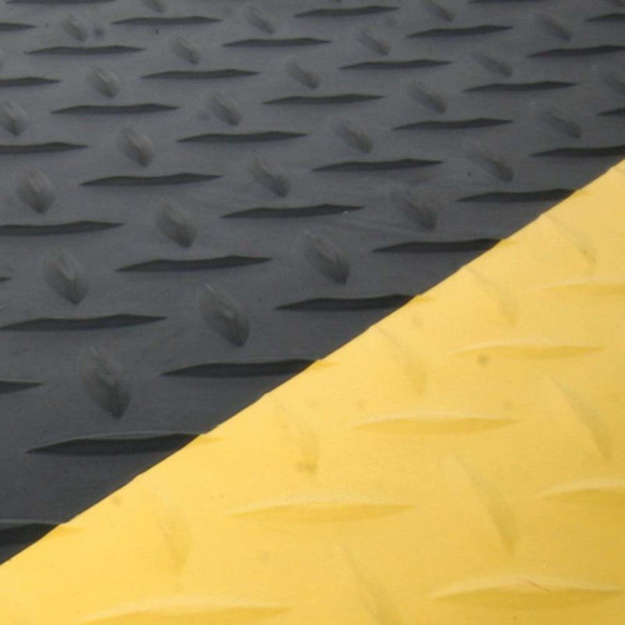 Černo-žlutá gumová protiúnavová laminovaná rohož - délka 300 cm, šířka 90 cm, výška 1,5 cm F