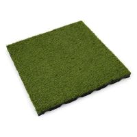 Gumová dopadová dlažba s umělým trávníkem FLOMA V30/R15 - délka 50 cm, šířka 50 cm a výška 3 cm