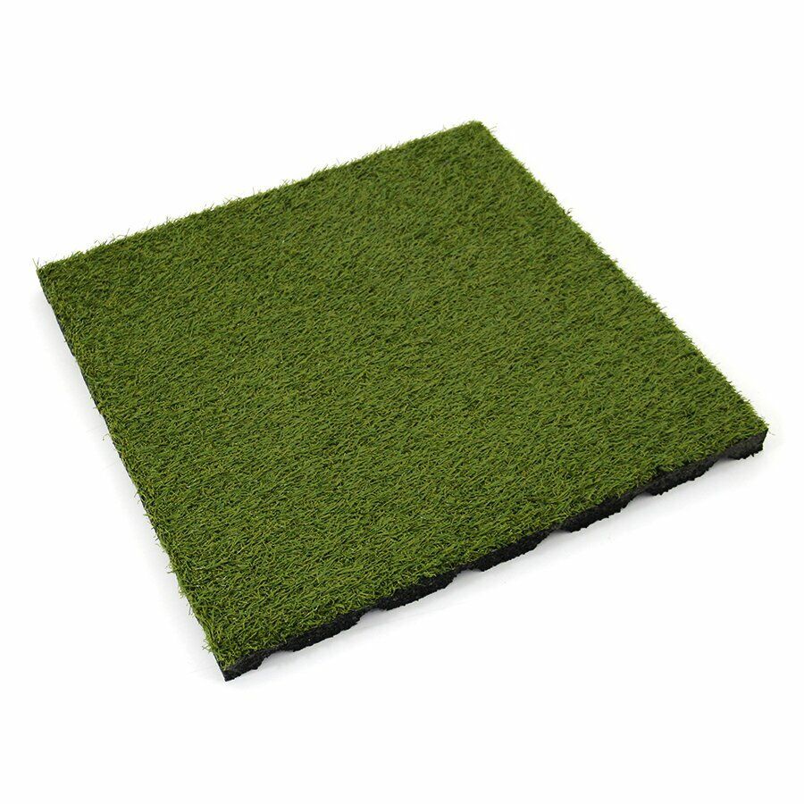Gumová dopadová dlažba s umělým trávníkem FLOMA V25/R15 - délka 50 cm, šířka 50 cm a výška 2,5 cm