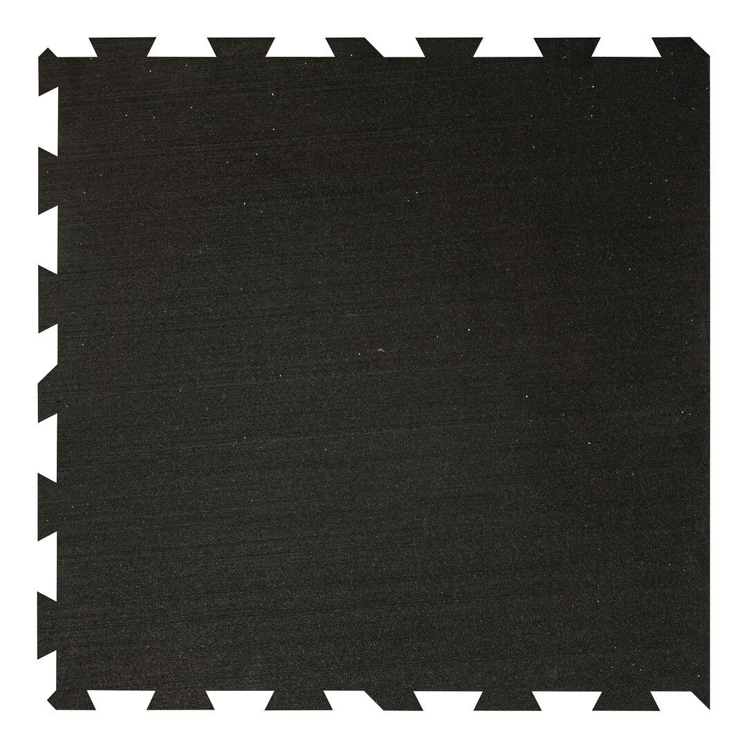 Černá gumová podlahová deska (puzzle - okraj) FLOMA IceFlo SF1100 - délka 100 cm, šířka 100 cm, výška 0,8 cm