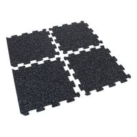 Černo-bílo-modrá gumová modulová puzzle dlažba (okraj) FLOMA FitFlo SF1050 - délka 50 cm, šířka 50 cm a výška 0,8 cm