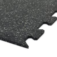 Černo-šedá gumová modulová puzzle dlažba (okraj) FLOMA FitFlo SF1050 - délka 50 cm, šířka 50 cm a výška 0,8 cm