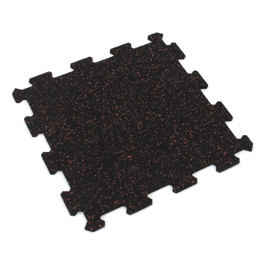 Černo-červená gumová modulová puzzle dlažba (střed) FLOMA FitFlo SF1050 - délka 50 cm, šířka 50 cm, výška 0,8 cm