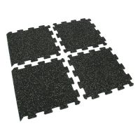 Černo-zelená gumová modulová puzzle dlažba (střed) FLOMA FitFlo SF1050 - délka 100 cm, šířka 100 cm a výška 0,8 cm